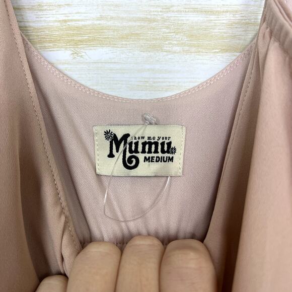 Show Me Your MuMu Caitlin Ruffle Maxi Dress Neutral Mauve Chiffon - Picture 5 of 10